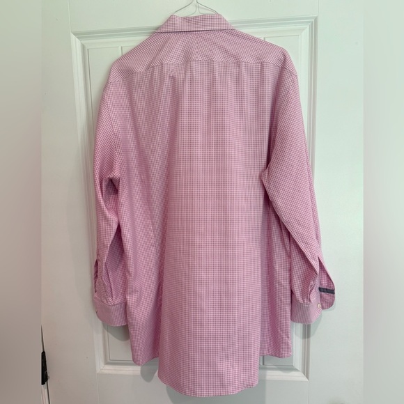 Men’s CHARLES TYRWHITT Non Iron Pink check extra slim fit button down- 17.5/36in - Picture 5 of 8